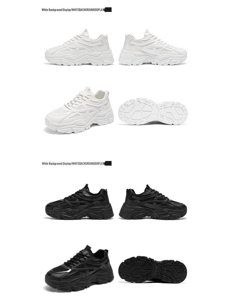 Frühlings Herren Atmungsaktive Weiße Mesh-Sneaker - Trendige Lässige Dad-Schuhe mit Dicker Sohle