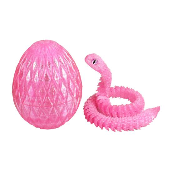 3D Printed Snake Egg Figurine Movable Joints Snake Figure Desk Fidget Toy Egg with Articulated Snake Inside Decoration Ornament