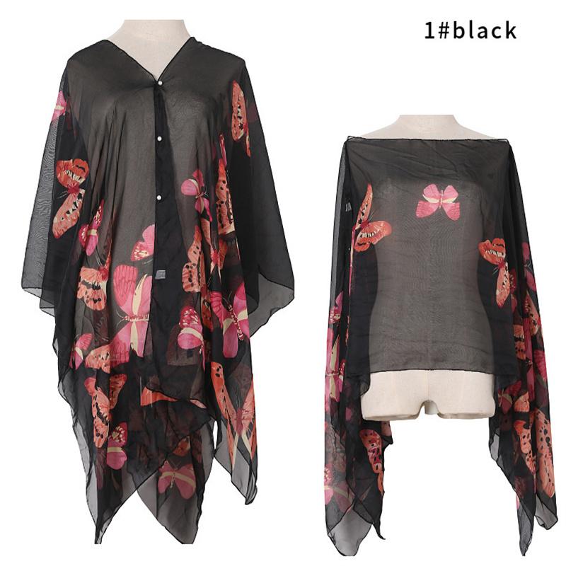 

Летняя шифоновая пляжная накидка, солнцезащитная шаль, платье-бикини, женский купальник, саронг, солнцезащитный крем, пляжная одежда чёрный