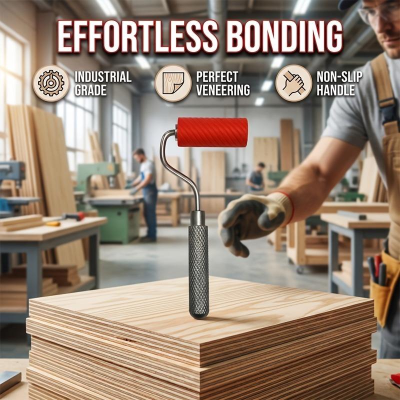 Compact Mini Glue Roller with Spiral Groove for Uniform Application,Feature a Non-Slip Knurled Handle,Perfect for Wood Veneering