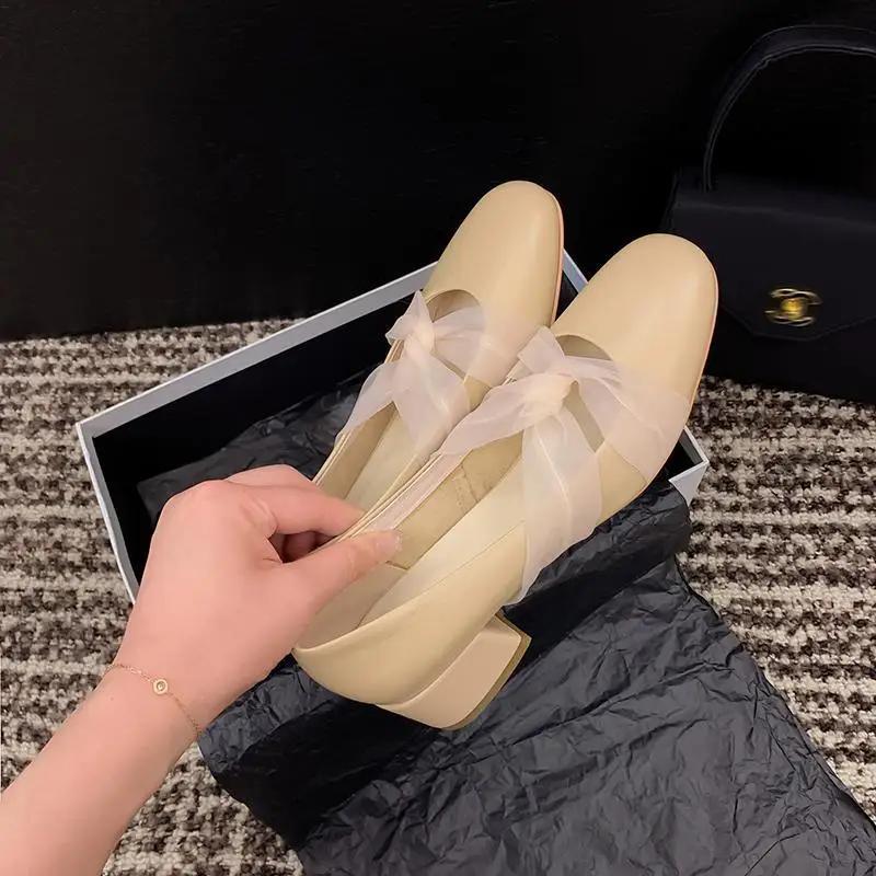 Fashion Block Heel Ladies Pumps Square Toe with Medium Heels Women's Shoes Chunky Chic Point on Offer Promotion Quick Delivery Sale 39