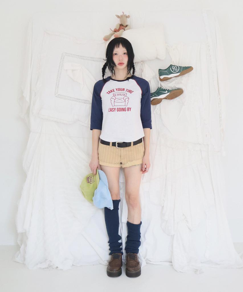 Kikoji Sofa Raglan T-Shirt_Navy