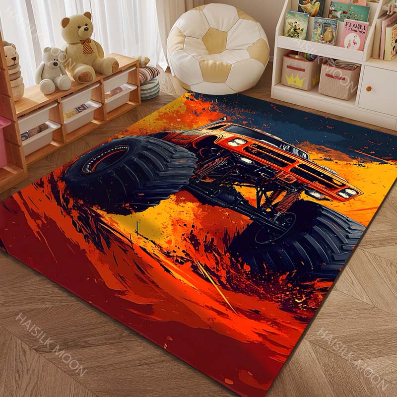 Große Räder Monster Truck 4X4 Muster Teppich Teppiche für Schlafzimmer Wohnzimmer Matte Kreative Fußmatte Ankleidezimmer Teppiche Luxuriöse Geschenke