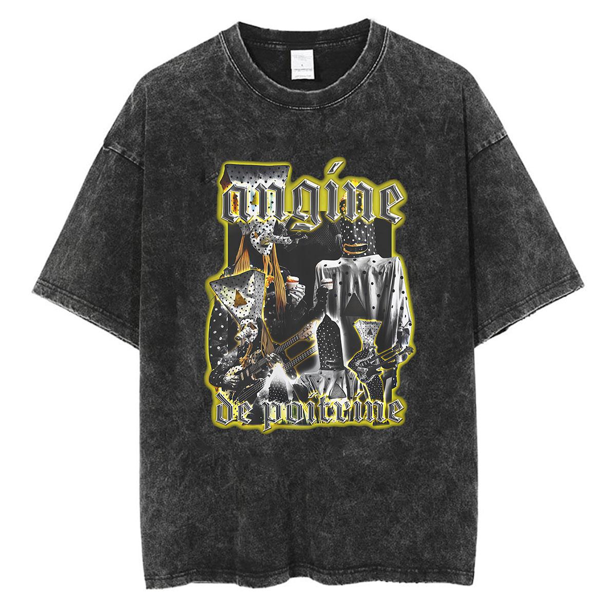 

Angine De Poitrine Inspired I Cant Pronounce Their Name Fans T Shirts Rock Band Vintage Washed Short Sleeve Mens Tshirt S