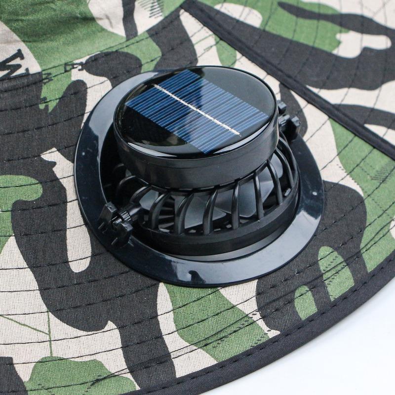 Solar Fan Camouflage Hat Men's Summer Fishing Hat Visor Hat Big Eaves Hat Sun Protection Hat Outdoor Bucket Hat