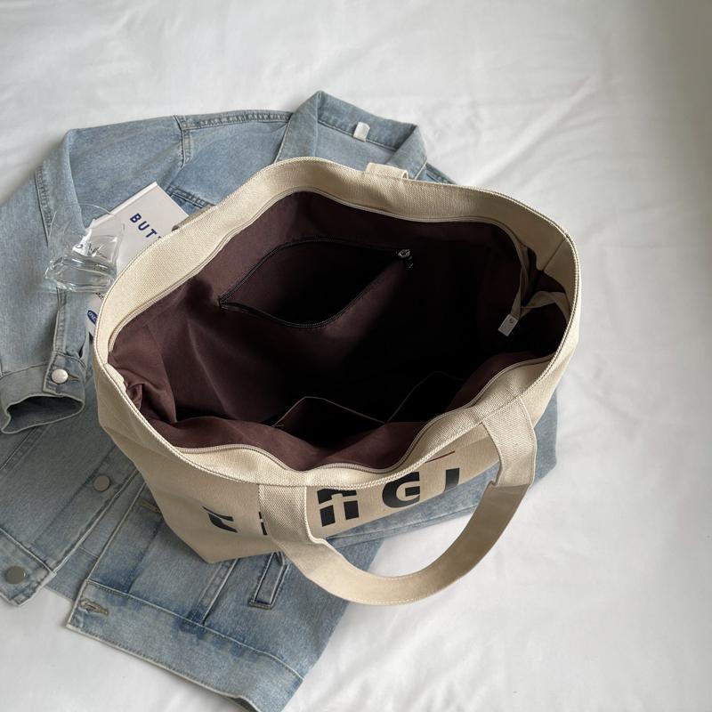 Large Capacity Tote Bag Women's Shopping Bag Letter Print Commuter Student Shoulder Bag