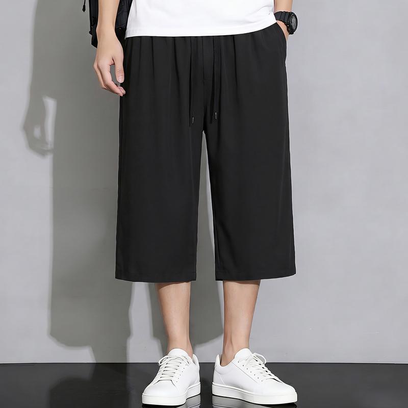 

Men s Plus Size Quick Dry 7/8 Pants, Elastic Waist Summer Casual Cropped Trousers (4XL-10XL) 4XL(90kg-100kg) чёрный