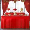 Desk Skirt 6ft Red Rectangle Cloth Table Skirt For Party Holiday Reusable Tablecloths For Home Restaurant Wedding Reception