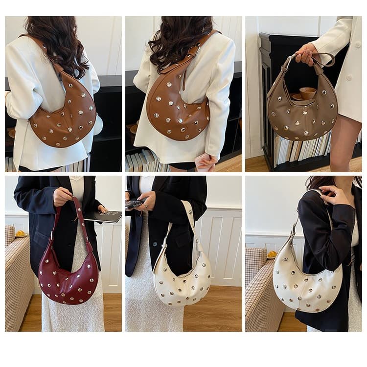 Rivet Crescent Armpit Bag Shoulder Women's Bag