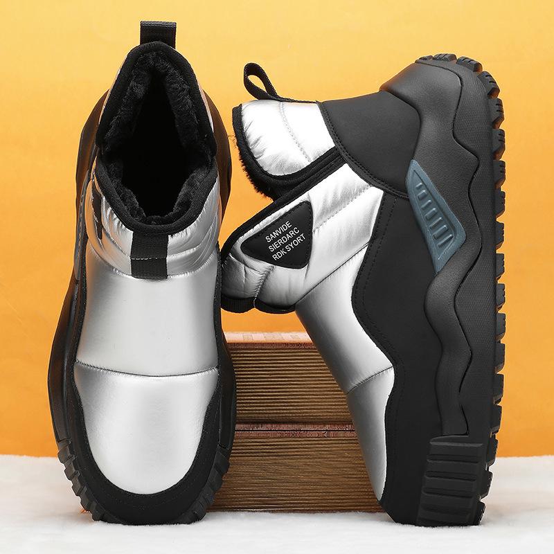 Снежные ботинки нового стиля для мужчин - Утепленные и толстые ботинки Нескользящая обувь Хлопковая обувь 44 серебряный 1950₽