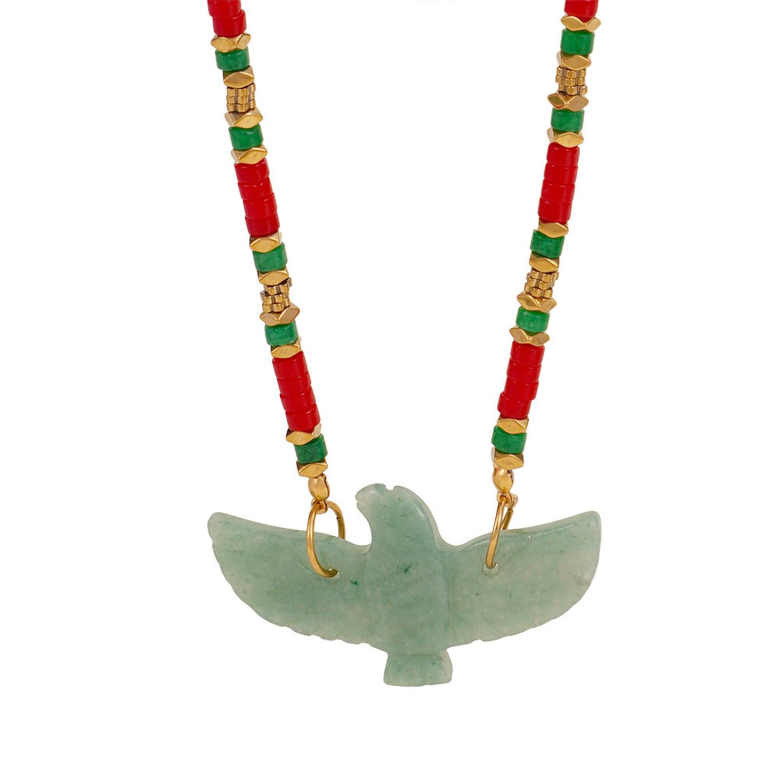 

Элегантное ожерелье из натурального камня с бусинами Стильное колье с орлом Идеально подходит для модных нарядов и богемного образа B