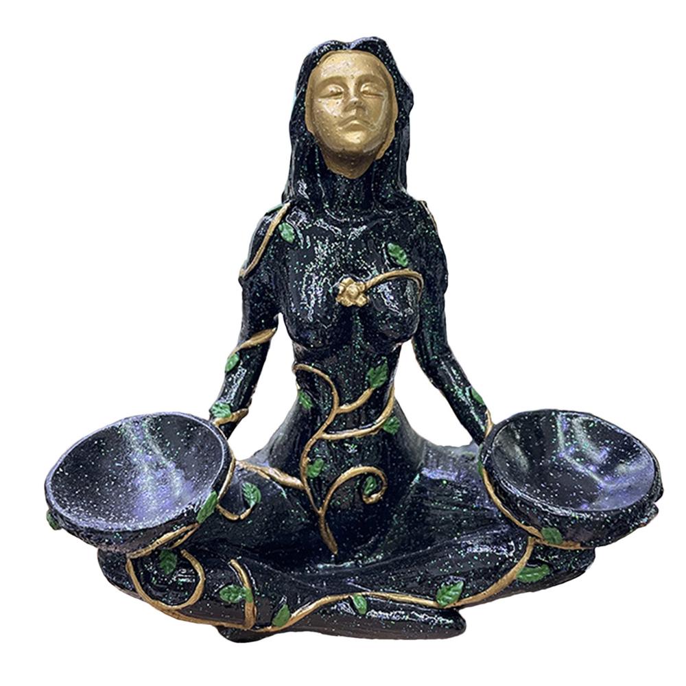 

Статуя Богини Смола Богиня Мать-Земля Скульптура Фигурки Матери-Земли Подставка для Хрустального Шара Ручная Резьба Домашний Художественный Декор чёрный