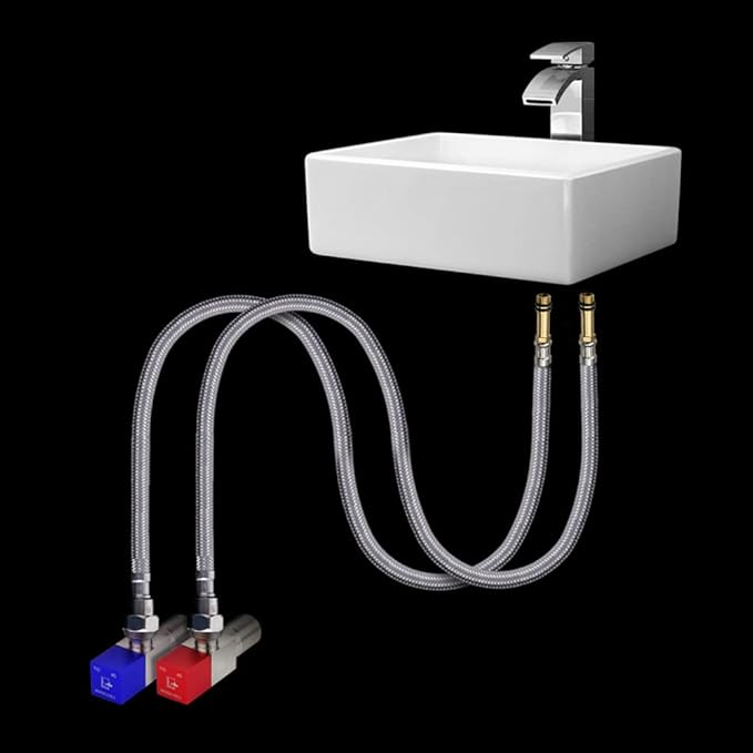 2pcs 1/2'' Stainless Steel Nylon Braided Tube Pipe Hose Silicone Plumbing Thermoresistant Tap Basin Faucet Sink Kitchen Bathroom