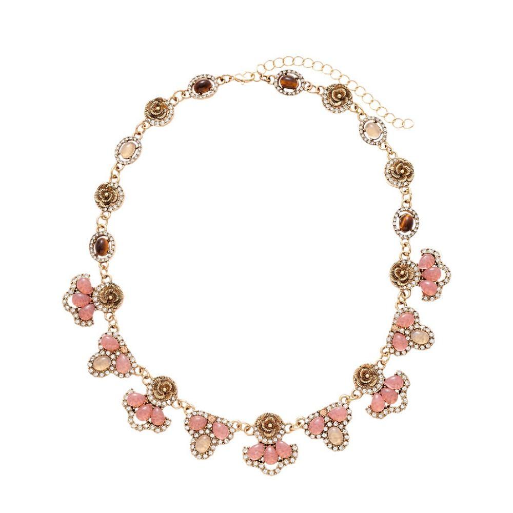 Inlaid Rhinestone Flower Necklace Earring Trendy Clavicle Chain  Jewelry Accessories