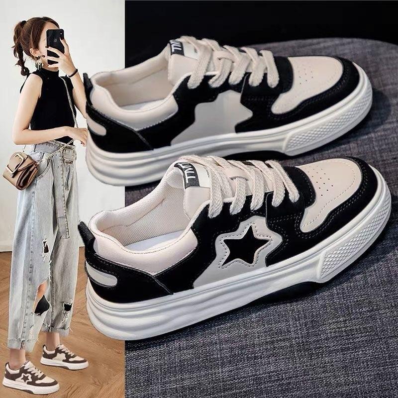 Autumn New Platform White Shoes Autumn and Winter Fashion Casual Versatile Student Black Star Casual Sports Women's Shoes
