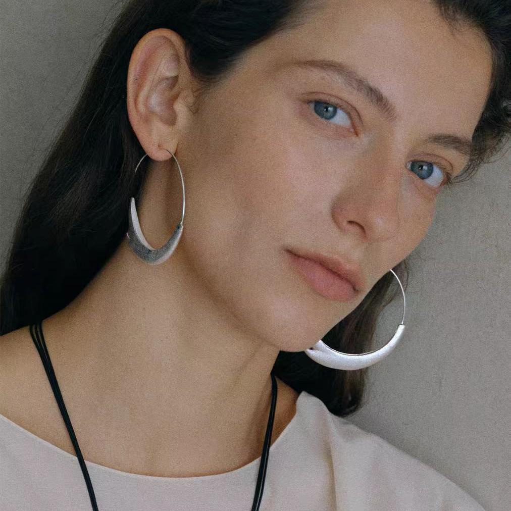 Elegant Matte Round Hoop Earrings: Luxury Dangle & Stud Design for Women