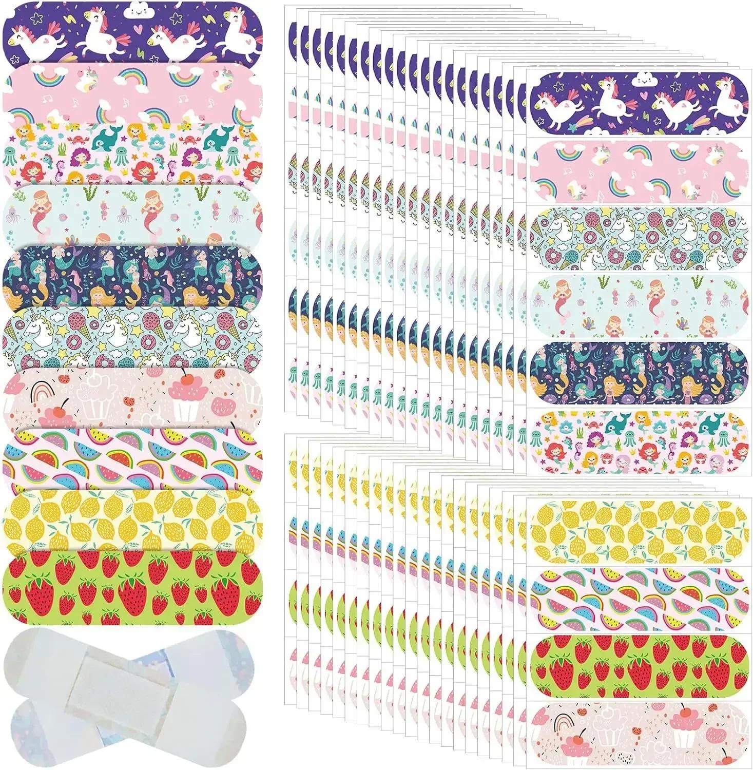 

50PCS Cute Kids Bandages Sweet Cartoon Fruit Unicorn Dinosaurs Starry Night Sky Bandaid Dressing Patch Adhesive Bandages themra