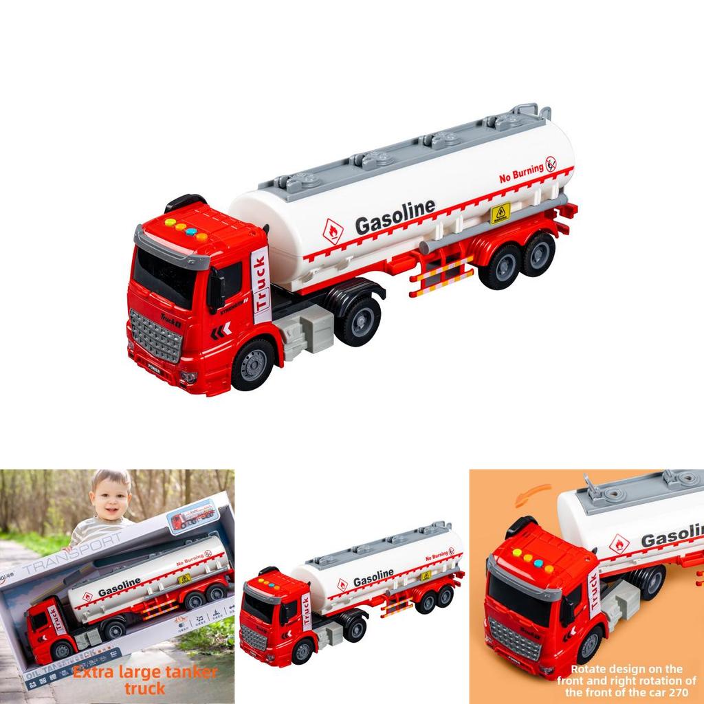 Childrens Large Plastic Fuel Tanker Inertia Drive With Lights Engineering Vehicle For Interactive Play