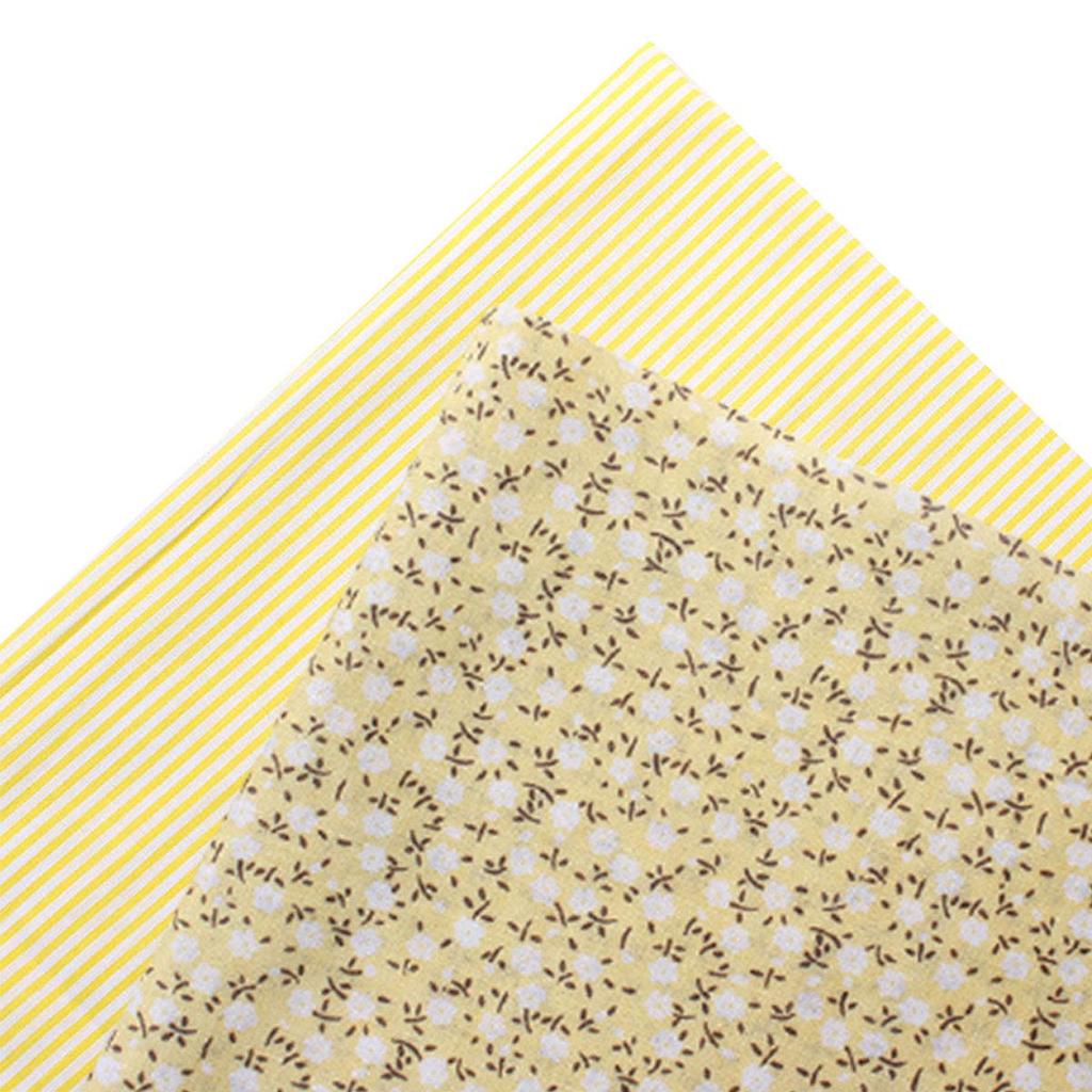 iikuru Cut Floral Stylish Handmade Fabric Set Cloth, Print, Fabric, Scraps, Flowers, Crafts, Patchwork, (Yellow 2, 25x25cm)