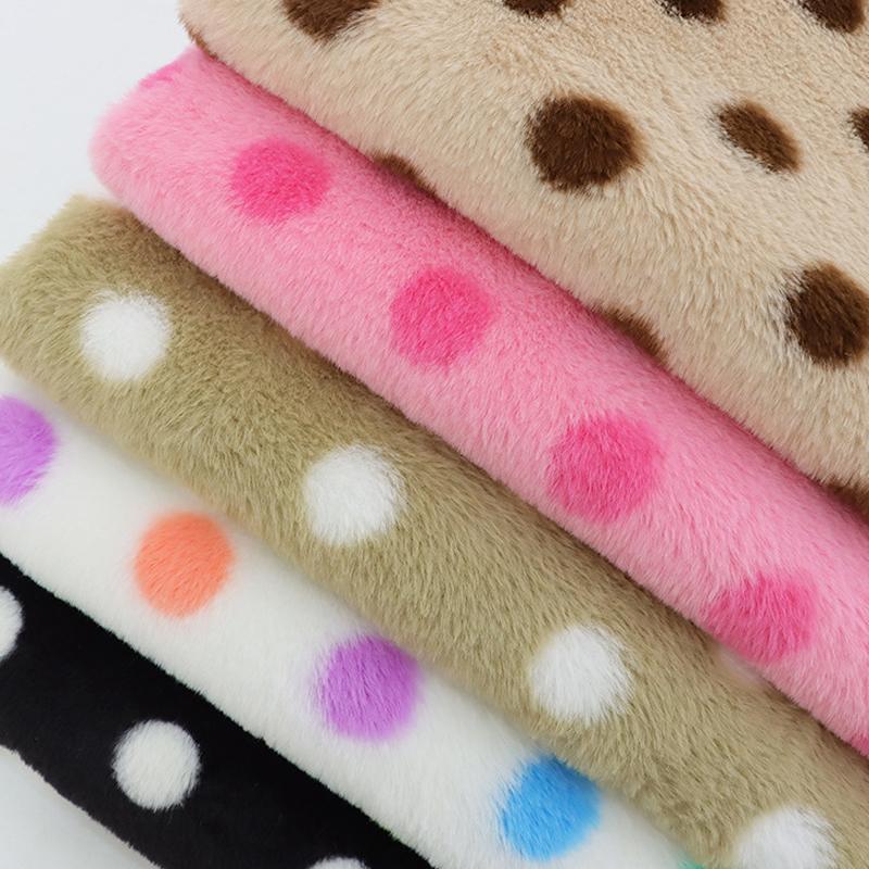 0.5/1/2 Yards Imitation Rabbit Fur Dot Printed Fabric for Soft Plush Dolls Pet Beds Hats Home Wear Handmade DIY Sewing Fabrics
