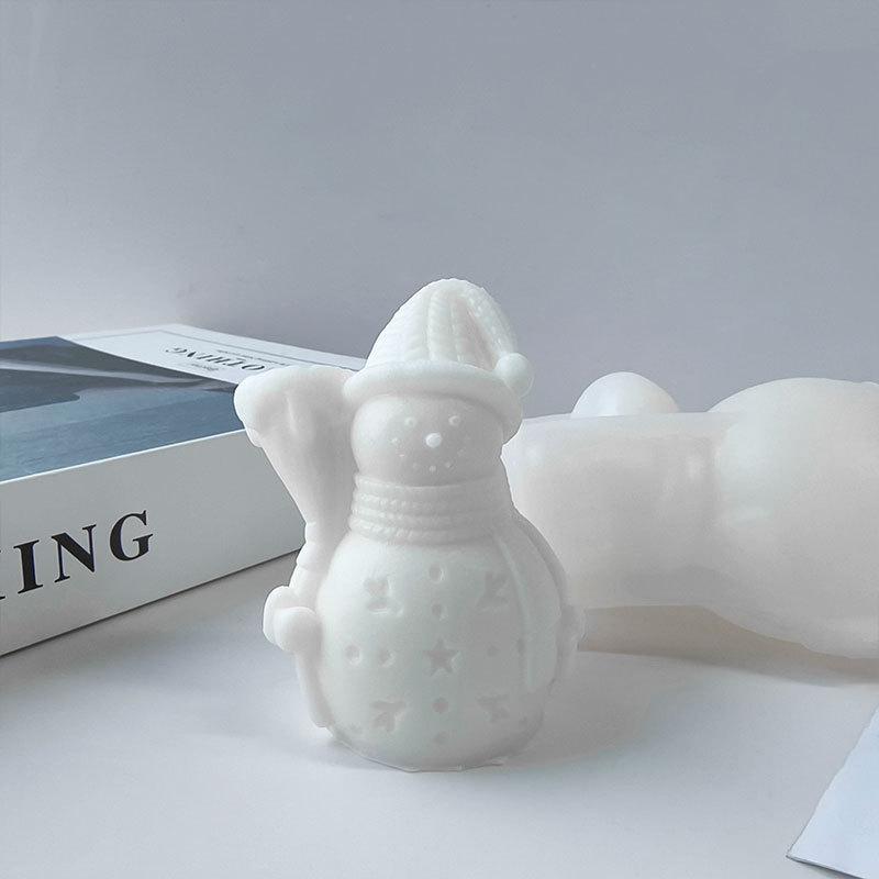 DIY Schneemann Weihnachtsmann Silikonform Handgemachte Aroma-Kerzen Gipsornamente Form Weihnachts-Kerzen Deko Formen