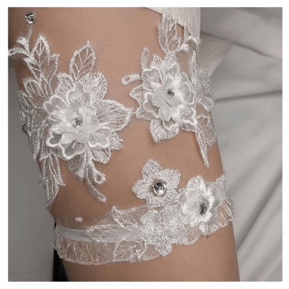 Wedding Lace Garter Ring Rhinestones Thigh Leg Belt Fashion Bride Thigh Garter  For Women