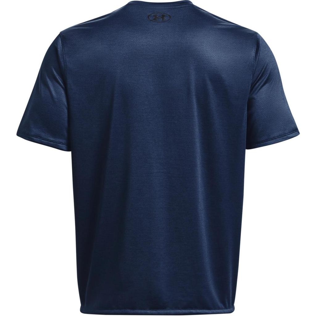 Under Armour Solid Color Crew Neck Side Slit Short Sleeve T-Shirt Men Tops Navy-Blue 1376791-408