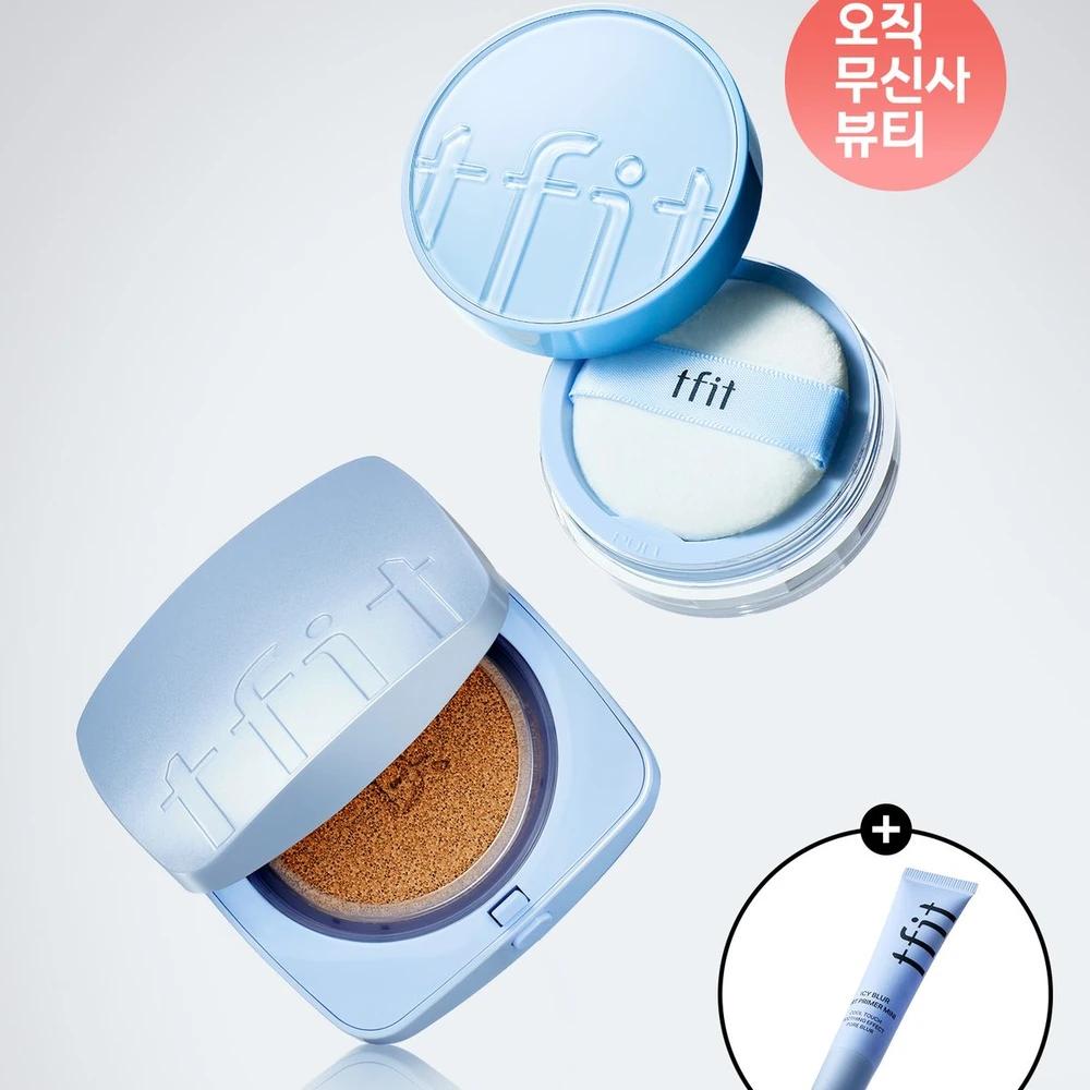 [Summer Cooling SET] Icy Fit Cover Cushion + Translucent Set Icy Powder (+ Free Mini Icy Primer) C01 Porcelain