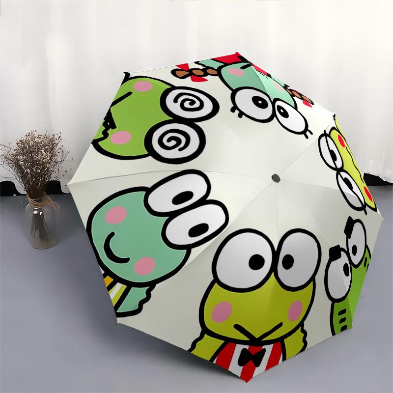 1pc Keroppi Frog Umbrella - Automatic Opening & Closing with Foldable Design, Iron Frame for Outdoor Use, Perfect Gift for Fans, Travelers, Everyday U