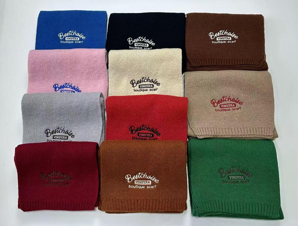 Korean Style Embroidered Cashmere Scarf - Women's Winter Warm Knitted Snood