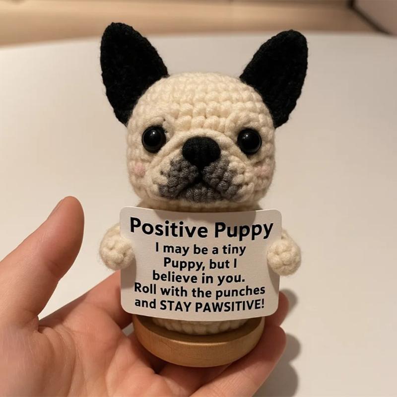 Positive Crochet Puppy Hand-made Mini Crochet Dog Diy Handknitted Encouragement Gift Friend Gift Positive Attitude Creative Gift