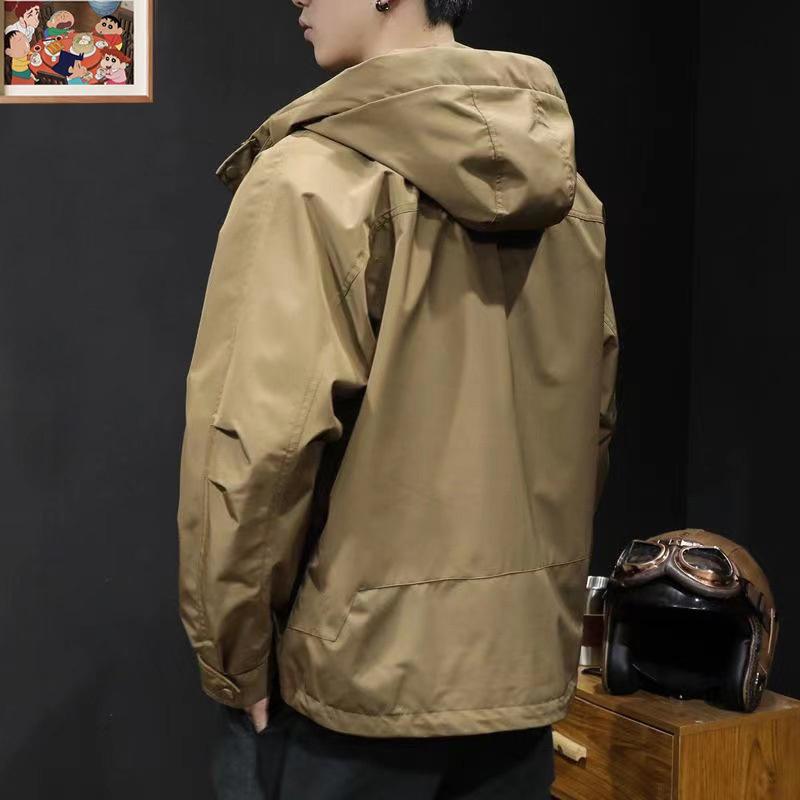 Lockere Jacke mit Kapuze für Herren im Frühling und Herbst, mehrere Taschen, große Freizeitjacke für Herren im neuen Frühlingsstil