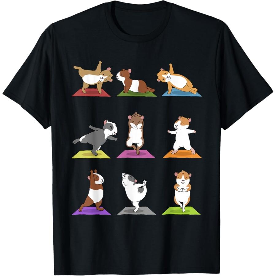 

Забавная футболка с морскими свинками, изображающими морских свинок в позах йоги. XXXXXL чёрный