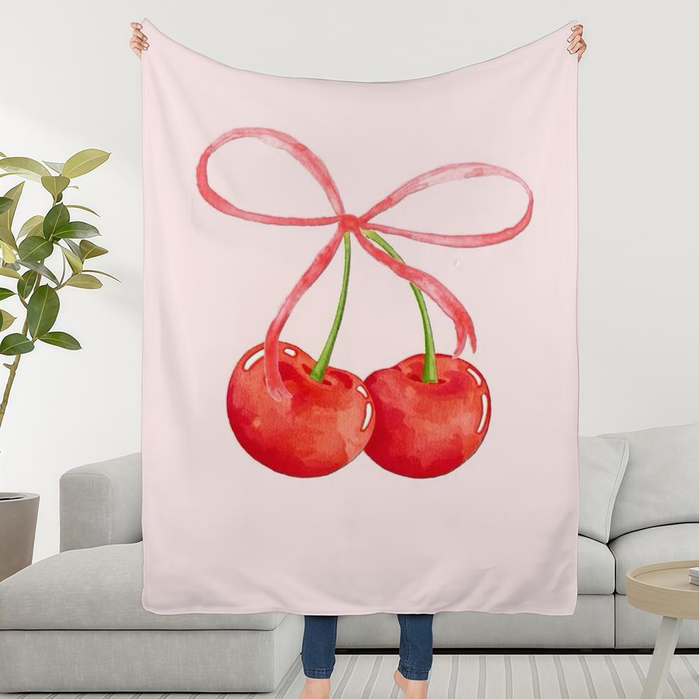 Blanket Throw Super Cosy Plush Living Room Sofa Couch Childish Bow Birthday Pink Cherry Gifts