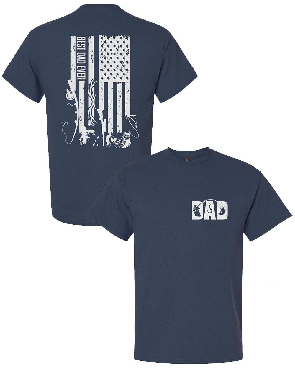 Trenz Shirt Company Best Dad Ever Shirt – Distressed Hunting & Fishing Flag S