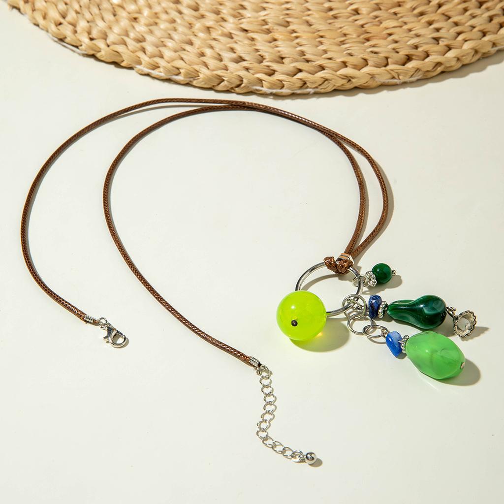 Literaire retro groene lange onregelmatige acryl legering geometrische hanger trui ketting ketting