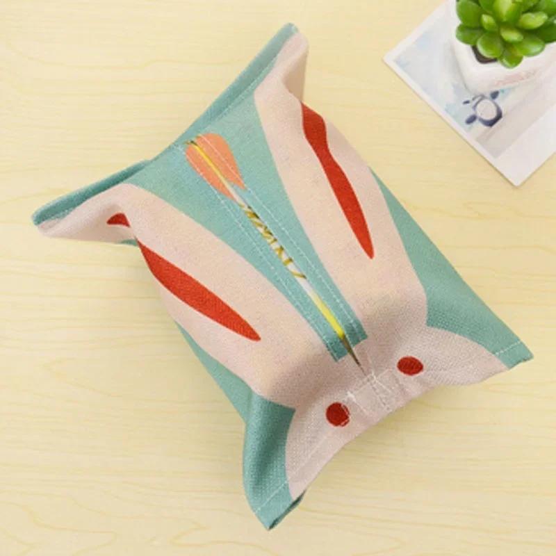 NEW Random Color Style Cartoon Animals Cotton Linen Tissue Box Towel Napkin Dispenser Storage Bag Paper Holder Cover Tissue Case