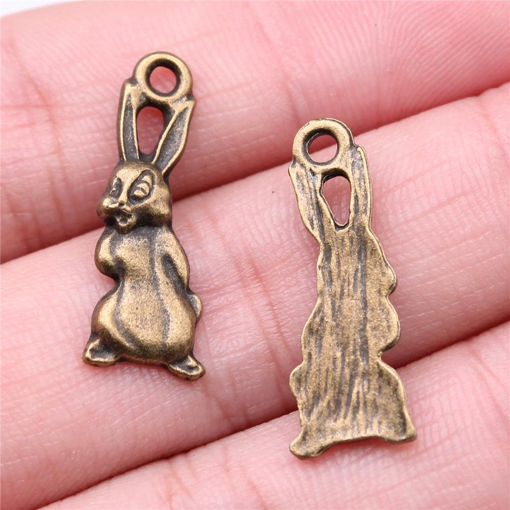 10pcs Clock Rabbit Charms For Jewelry Making Antique Bronze Silver Color Pendants Making DIY Handmade Tibetan Fit Jewelry