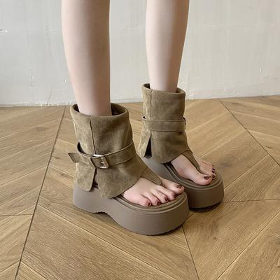 Botas Cool de Suela Gruesa Zapatos Cortos de Verano para Mujer Sandalias con Aumento de Altura Puntera de Espiga Puntera de Clip Botines al Tobillo