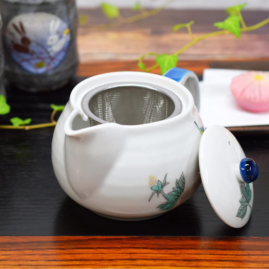 Stylowy czajniczek Kutani Ware Garnek Mały Ptak Ceramika Marka Japońskiej Zastawy Stołowej Wyprodukowano w Japonii W zestawie Sitko do Herbaty