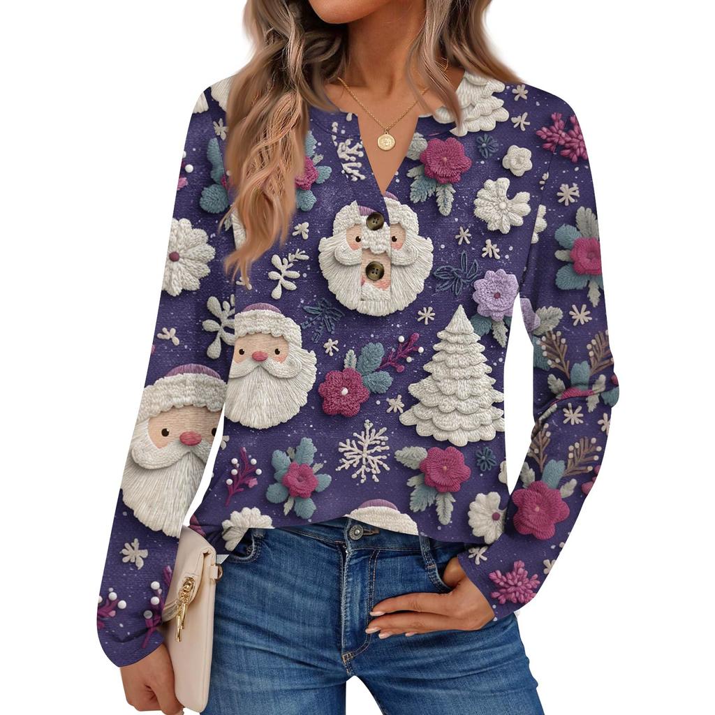Women's Printed Long Sleeve Shirts Elegant Casual Tops Trendy Shirts Tops
