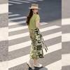 French Floral Print Faux Two-Piece Tie-Waist Dress