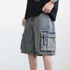 Herren Shorts Jeansshorts Vintage Lockerer Schnitt Cargo Gewaschen High Street Frühling Sommer Große Größen