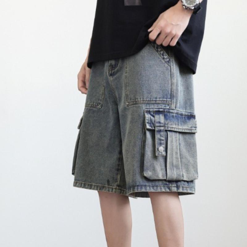 Herren Shorts Jeansshorts Vintage Lockerer Schnitt Cargo Gewaschen High Street Frühling Sommer Große Größen