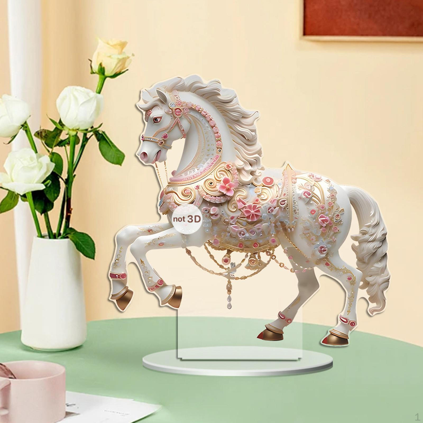 

Акриловая фигурка в форме лошади 2D, декоративная фигурка для стола с основанием, скульптура, статуэтка для розовый