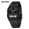 Sanda Retro Business Men's Electronic Watch with Steel Band - Trendy, Thin, and Fashionable.
