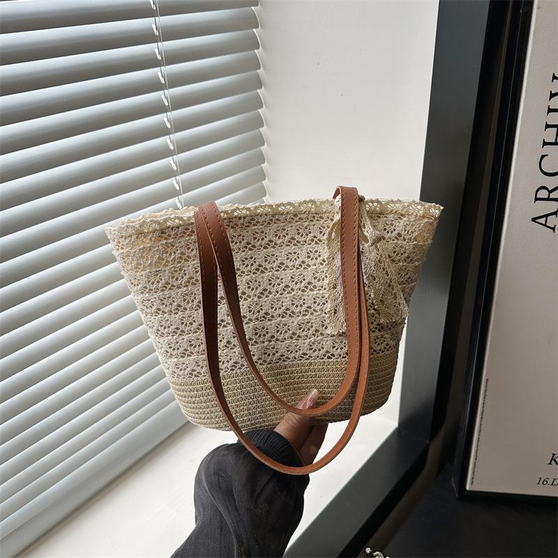 2025 New Trendy Summer Shoulder Bag Women's Bag Foreign Style Simple Bag Woven Bag Temperament Underarm Bag Fashion Portable