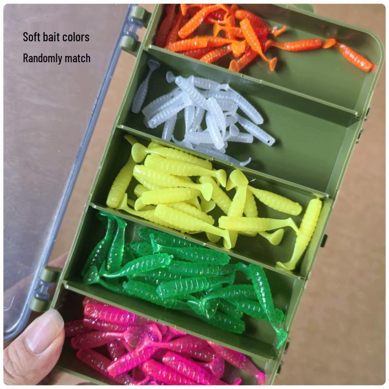 Reinforced T-tail Soft Bait Set with Long Cast Hooks for Bass Fishing