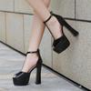 Ladies Fish Mouth Waterproof Table T Belt Coarse Heel High Heel Sandals Large Size Women's Shoes