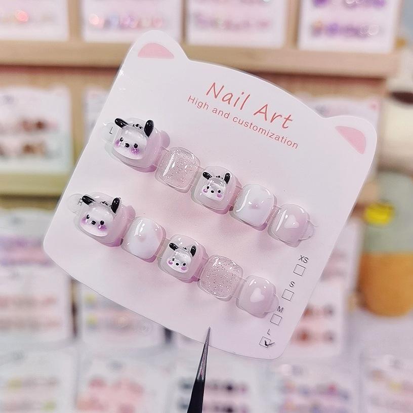 Cinnamoroll Sanrio Wearable Nail Stickers for 3-12 Year Old Girls: Cute, Reusable, Handmade Cartoon Designs.